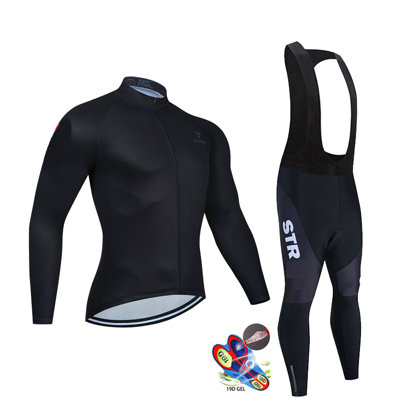 Mountain Biking Trousers - Jesienny czarny zestaw koszulek kolarskich z