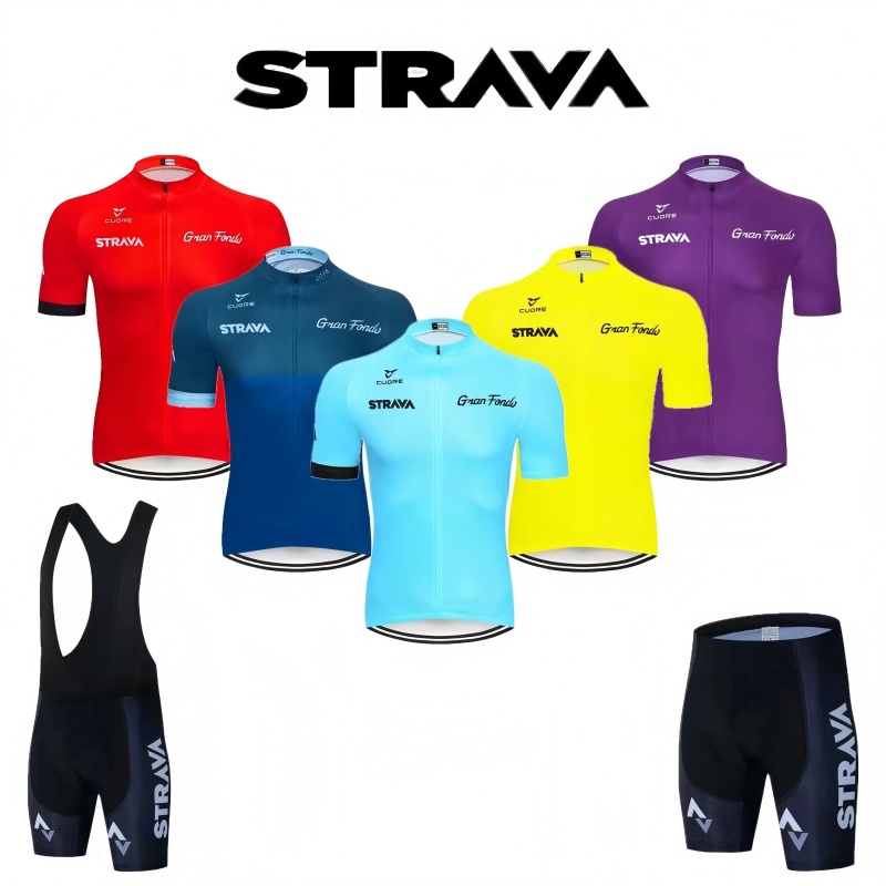 Mountain Biking Jerseys Men - Zestaw rowerowy Strava: letnia koszulka kolarska,